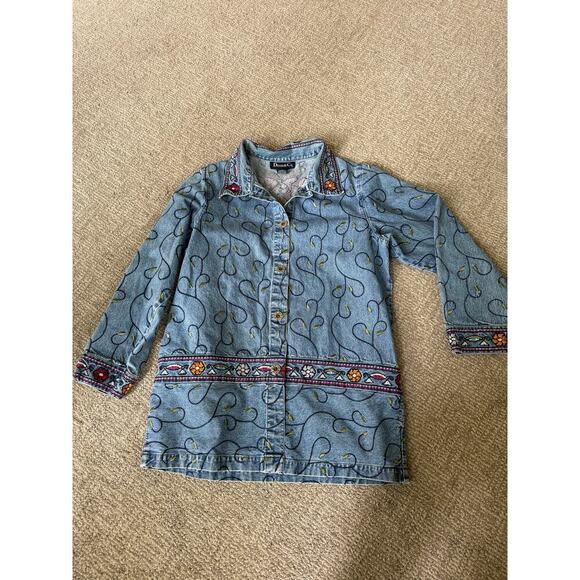 Denim & Co. embroidered denim jacket womens M - Picture 2 of 7